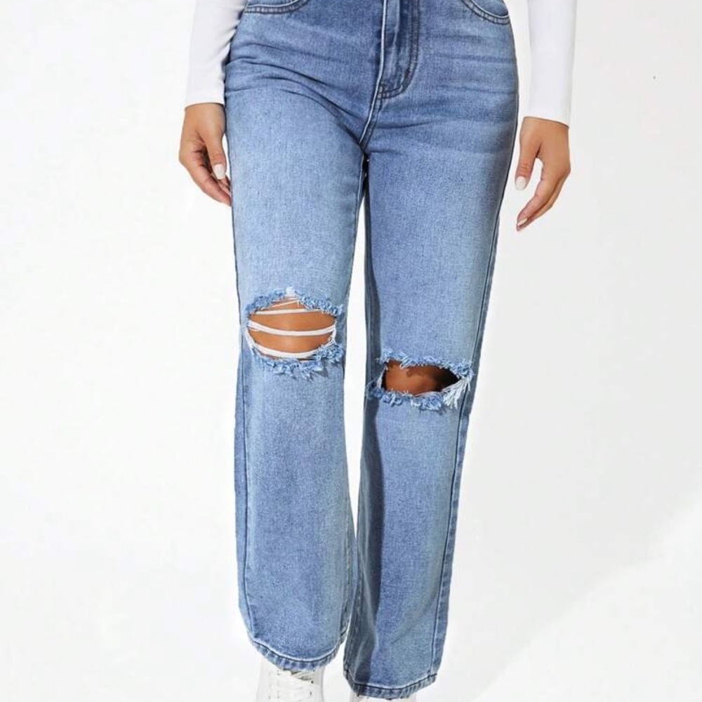 Women's Blue Distressed Jeans